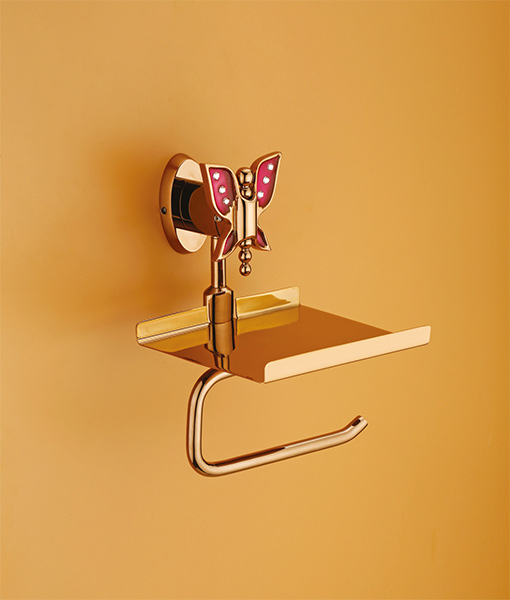 Toilet Paper Holder With Shelf (Rose Gold Finish)