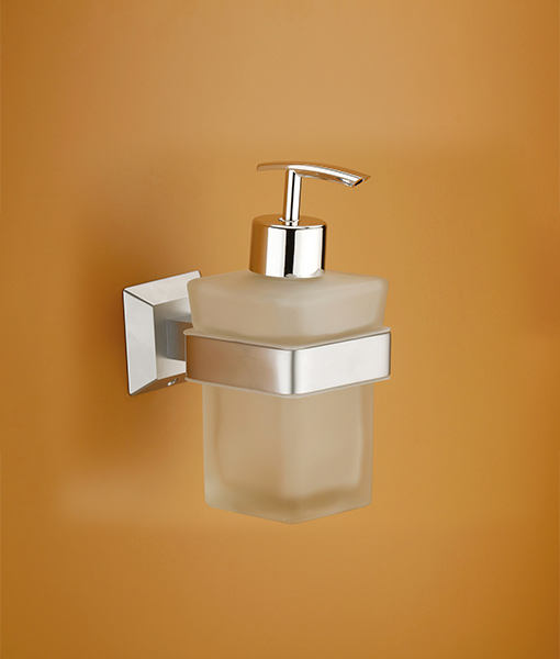 Liquid Soap Dispenser With Brass Pump (Chrome Matt Finish)