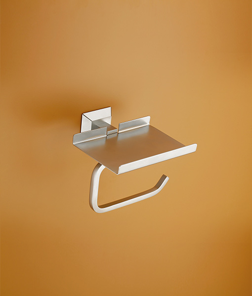 Toilet Paper Holder With Shelf (Chrome Matt Finish)