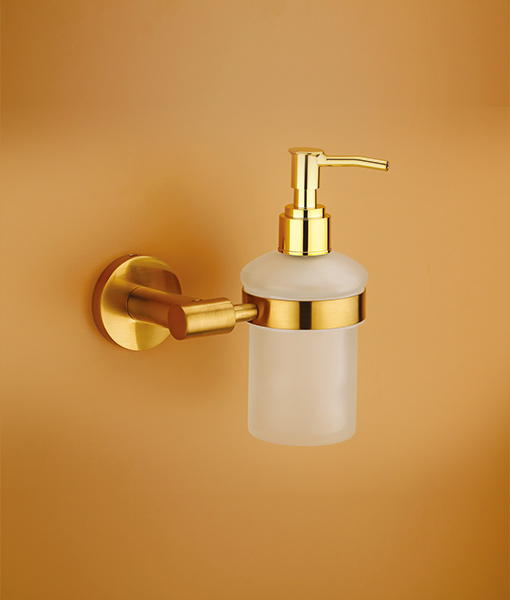 Liquid Soap Dispenser With Brass Pump (Glossy Gold Finish)